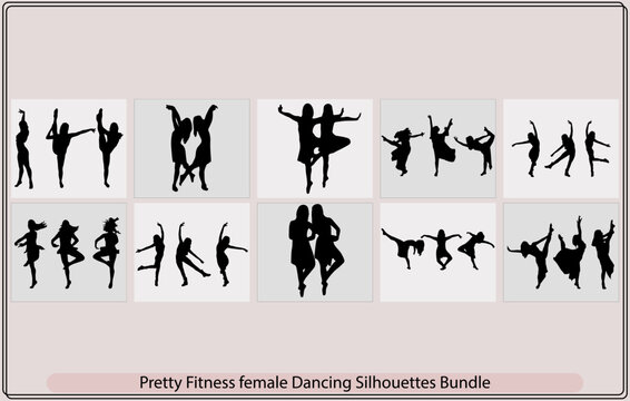 Pretty fitness female dancing,woman dancing silhouette ,dancing pretty ballerina,Young pretty ballerina women