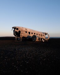 Solheimasandur Plane Wreck on Iceland Black Sand Beach. High quality photo