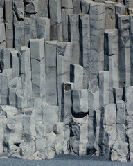 Reynisfjara Black Sand Beach Basalt columns in Iceland. High quality photo