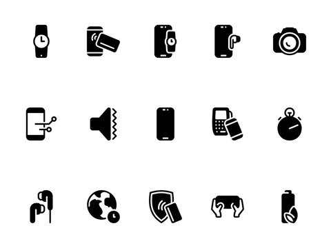 Simple vector icon on a theme cell phone, features, useful devices