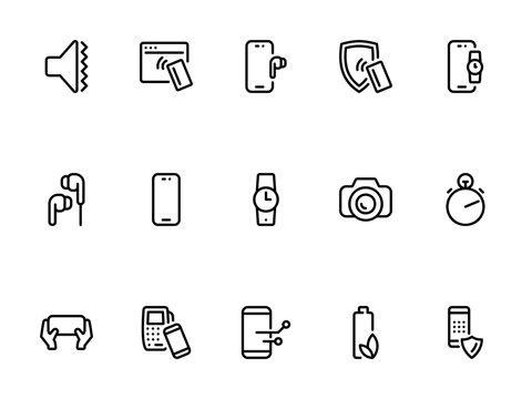 Simple vector icon on a theme cell phone and wearable devices
