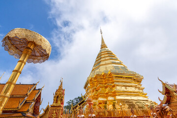 Fototapeta premium Phra That Doi Suthep Temple is buddhist temple in Chiang Mai, Thailand.