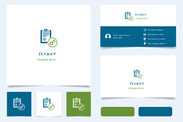 Issuer logo design with editable slogan. Branding book and business card template.