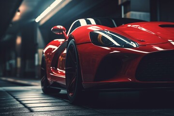 Illustrated red sports car. Generative AI