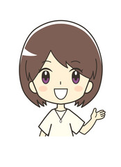  紹介する女性のイラスト
