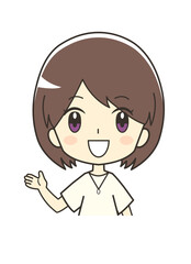 紹介する女性のイラスト