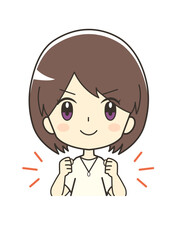 気合を入れる女性のイラスト
