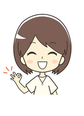 OKする女性のイラスト