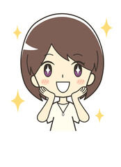 キラキラ喜ぶ女性のイラスト
