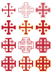 Fototapeta premium Red Jerusalem cross pattern