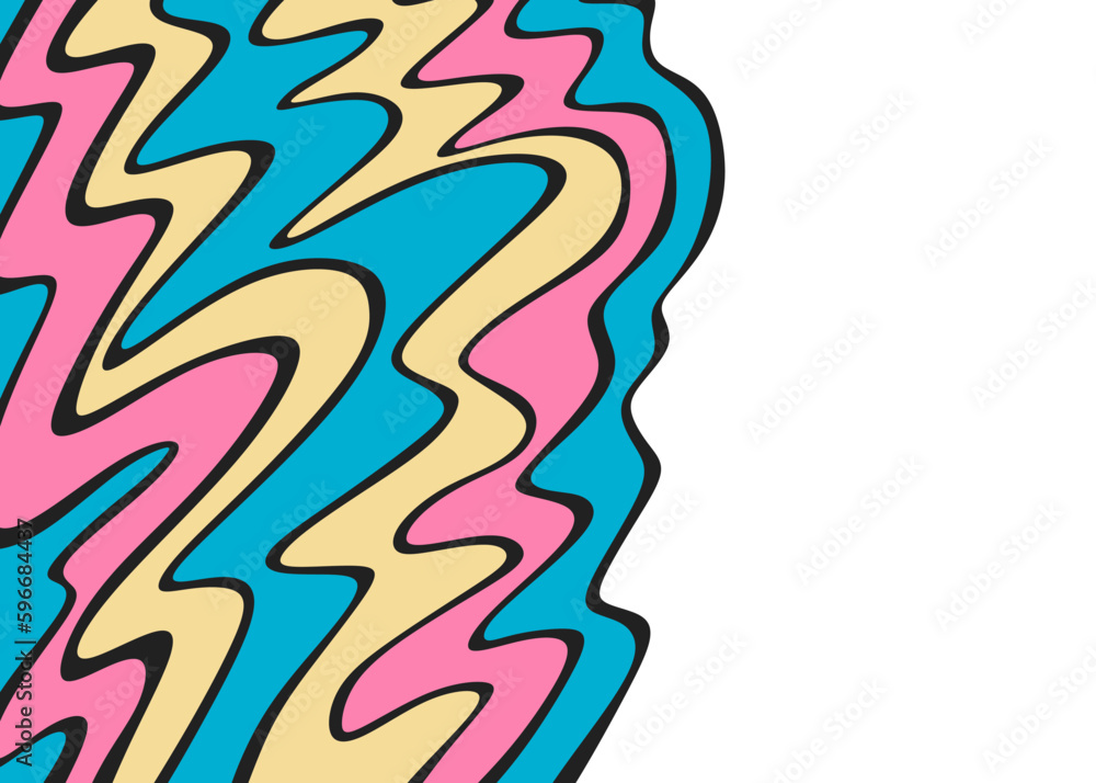 Poster minimalist background with colorful wavy lines pattern and with some copy space area