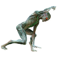 Fototapeta premium 3D Rendering Green Alien on White