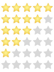 Yellow star rating. Vector gradient stars for reviews and ratings. Ranking from highest to lowest