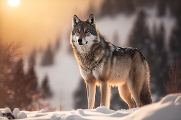 Fototapeta premium Lone wolf in winter