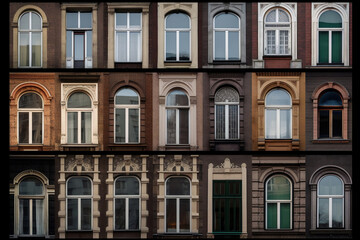 Fototapeta na wymiar Ancient windows in buildings. AI Generated