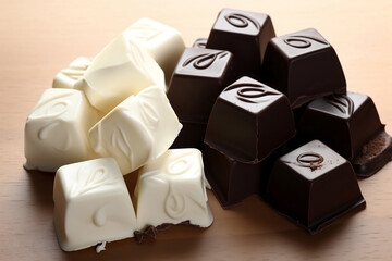 Black and white chocolate. AI Generated