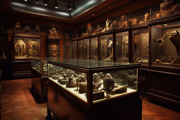 Museum with exhibits. AI Generated