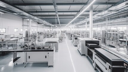 Obraz premium Manufacturing facility with automated machinery and production lines, generative ai