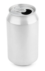 open 330 ml aluminum soda can isolated on transparent background