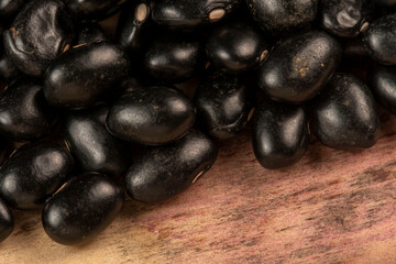 heap of black beans scattered detail