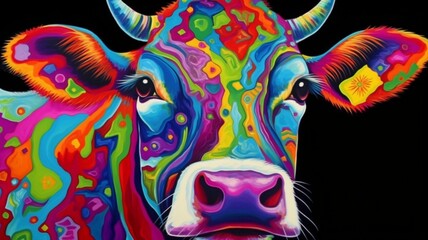artwork with a cow motif. AI generator