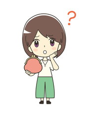 財布と困る女性のイラスト