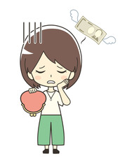 お金がない女性のイラスト