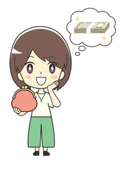 お金持ちを想像する女性のイラスト