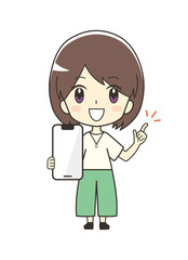 Obraz premium スマートフォンを持つ女性のイラスト