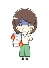 SNSで炎上する女性のイラスト