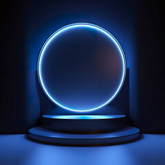 A blue background with a light inside