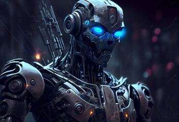Artificial Intelligence, Robot, Future, Technological 3d Rendering, Background, AI, created with Generative AI Technology