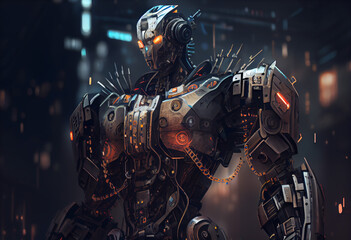 Fototapeta premium Artificial Intelligence, Robot, Future, Technological 3d Rendering, Background, AI, created with Generative AI Technology