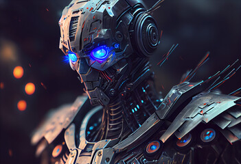 Artificial Intelligence, Robot, Future, Technological 3d Rendering, Background, AI, created with Generative AI Technology