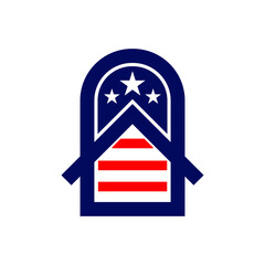 american flag house premium house mortgage logo vector
