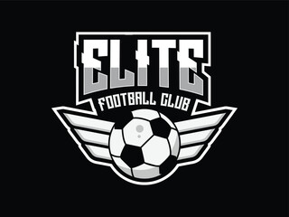 Vector football club logo, emblem and soccer league vector editable text template 