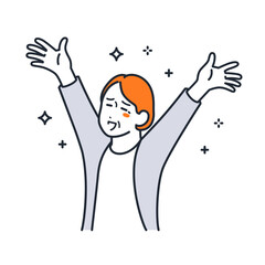 浮かれるおばあちゃんのシンプルなベクターイラスト素材