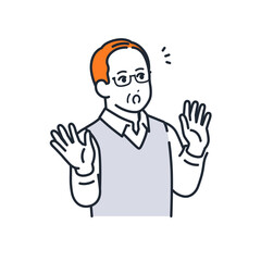 驚くシニア男性のシンプルなベクターイラストセット素材