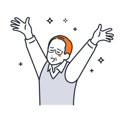 浮かれるおじいちゃんのシンプルなベクターイラスト素材