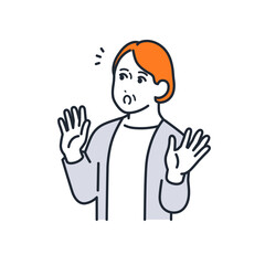 驚くシニア女性のシンプルなベクターイラストセット素材