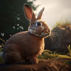 Fototapeta premium nice white rabbit in the garden