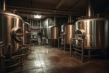Naklejka na ściany i meble A facility for brewing or fermenting beer. Generative AI