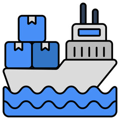 Obraz premium Premium download icon of cargo boat