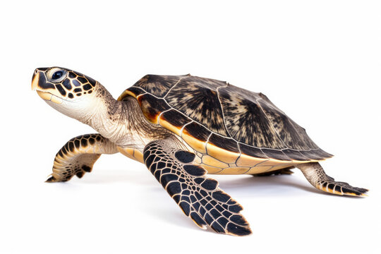 hawksbill turtle isolated on white. AI generative image.
