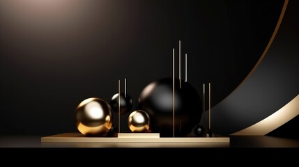 Black luxury background with gold elements 