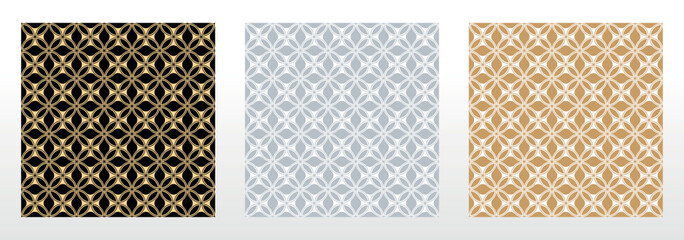 Collection of flower geometric patterns. Seamless vector backgrounds. Colored ornaments. Ornament for fabric, wallpaper, packaging. Decorative prints