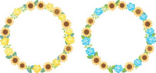 父の日　ひまわりとバラのリース素材