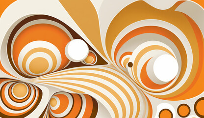 retro orange  white beige groovy psychedelic  background . generative ai