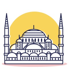 Turkey Istanbul Famous Mosque Vector and illustration 