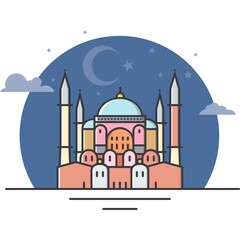 Turkey Istanbul Famous Mosque Vector and illustration 